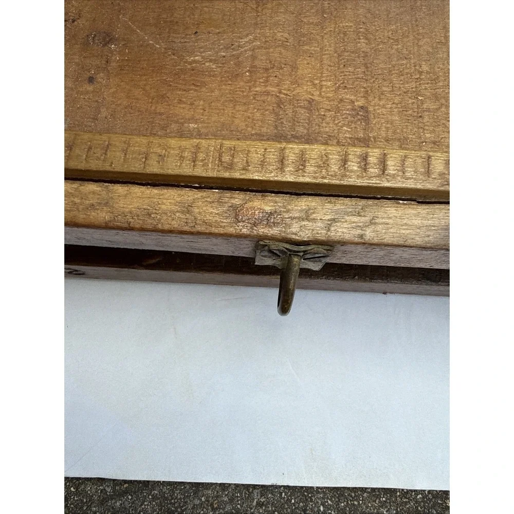Handmade Wood Folding Sewing Box (Friendship, Love, Truth) Carving Brass